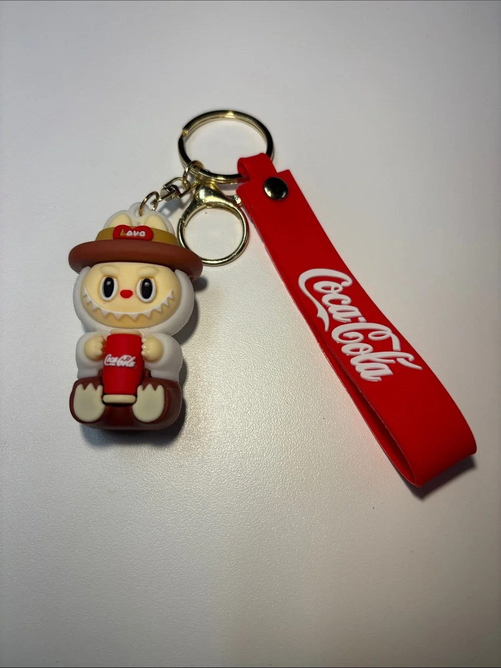 Coca-Cola Red Strap Keychain with Character Charm NWOT